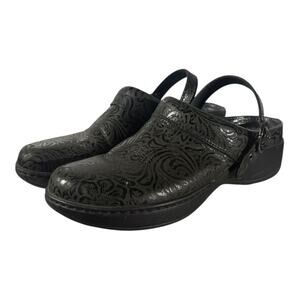 Dansko EU 36 US 5.5-6 Allison Black Tooled Leather Slingback Mules Clogs